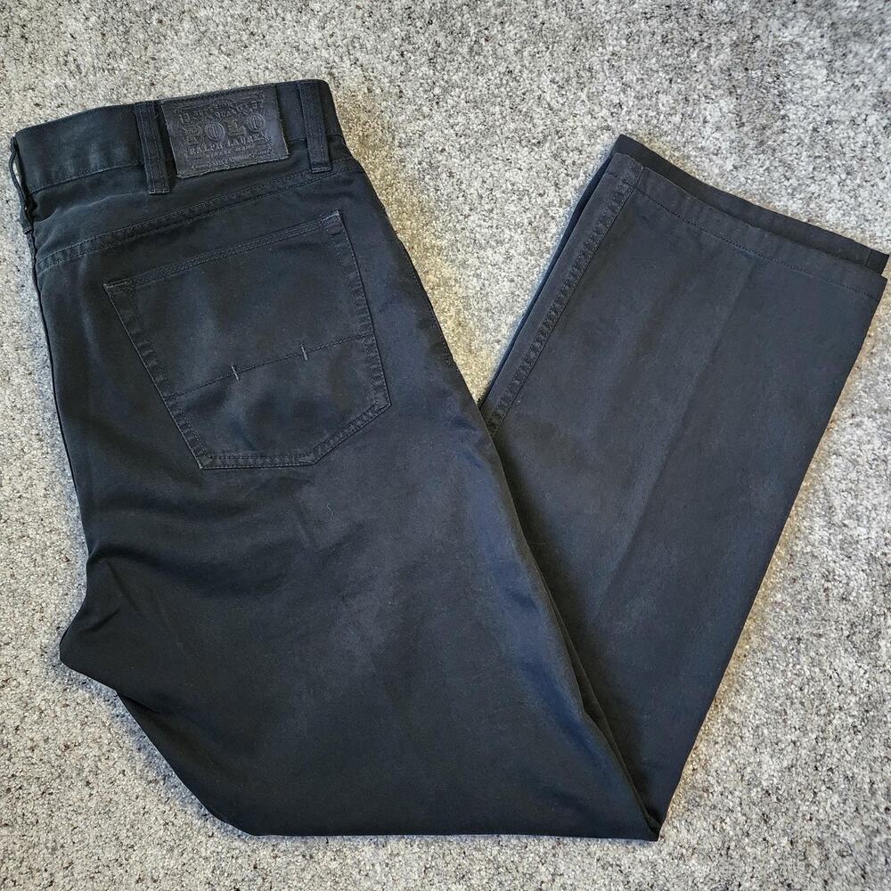 Polo‎ Ralph Lauren Pants Mens 36x32 Black Denim Straight Regular Fit Casual